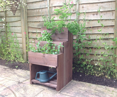 Three Tiered Wooden Garden Planter - Plants, Herbs & Salads