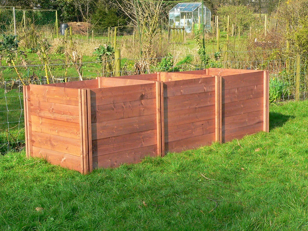 Superior Big Square Triple Extendable Slot Down Wooden Compost Bin 