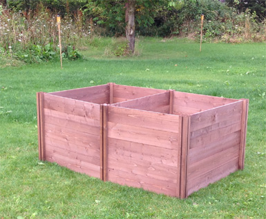 Superior Big Square Double Twin Wooden Slot Down Compost Bin 75 x 235 x 120cm