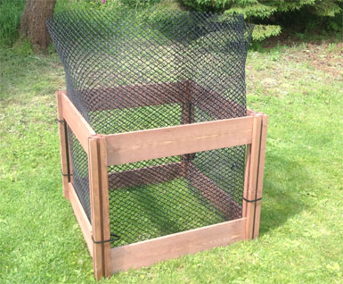 Superior Wooden Leaf Mould Compost Bin With Mesh Insert - 75cm High Posts